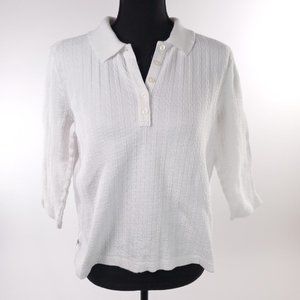 Lauren Ralph Lauren White 3/4 Sleeve Cable Design